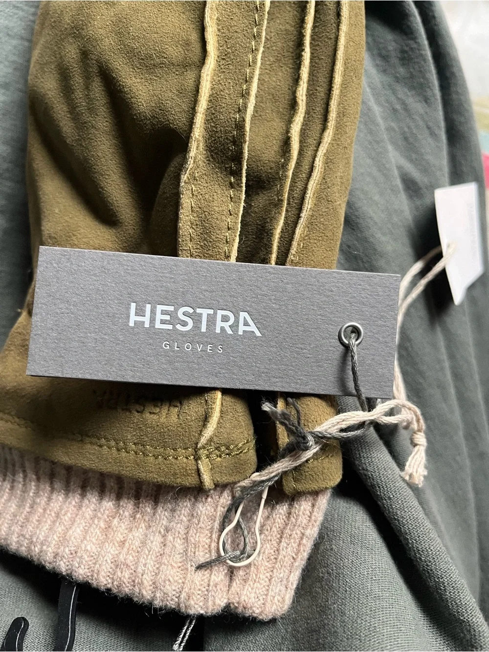Hestra Green Raw Edge Chamois Mittens